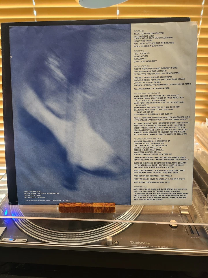 Robben Ford, Talk To Your Daughter, 1988 1st Warner Bros., 1-25647-1, VG+/VG+ - Image 3 of 4