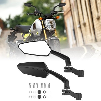 Black Pair Motorcycle Rearview Side Wing Mirrors 8mm 10mm For Honda Grom MSX 125