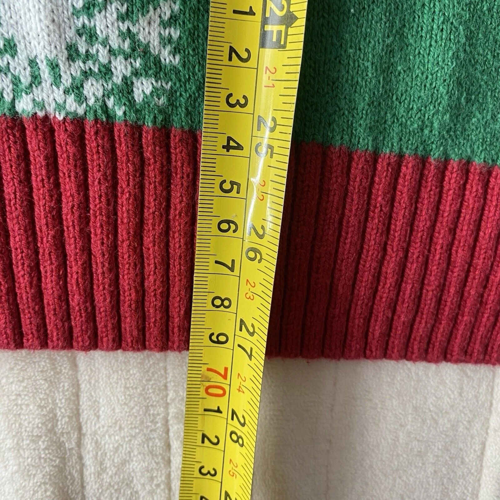 Ugly Christmas Sweater Size Medium Green Santa Snowflake Holiday Cotten Blend