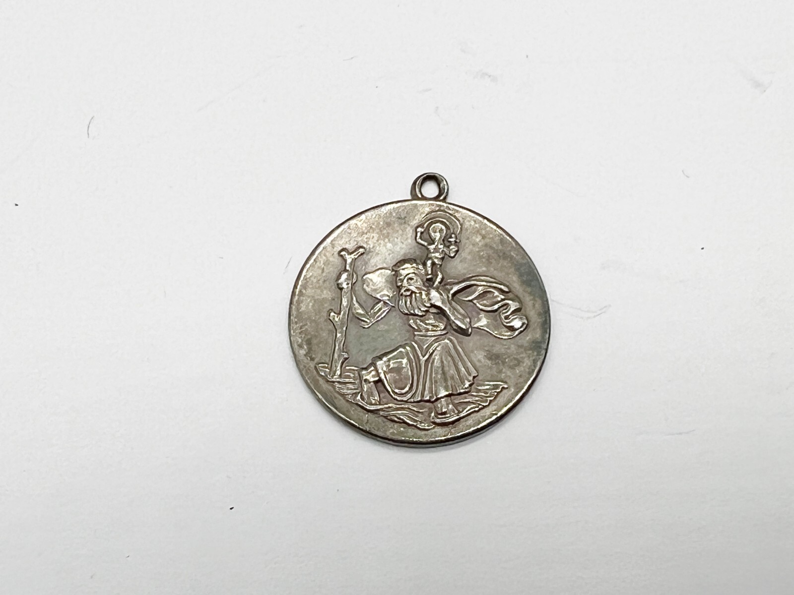 VINTAGE SOLID SILVER RELIGIOUS ST CHRITSOPHER TRA… - image 1