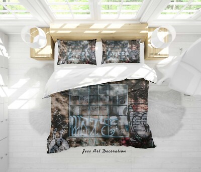 3D Graffiti Art Quilt Cover Set Bedding Sets Pillowcases Queen 3