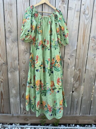 Farm Rio x Anthropologie schulterfreies abgestuftes Midi-Kleid mit Blumenmuster Large XL Neu mit Etikett - Bild 8 von 16