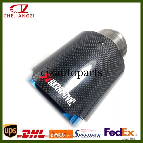 1X 2.5"63mm & 4.0"101mm Akrapovic Glossy Blue Carbon Fiber Exhaust tip End pipe - Picture 4 of 5