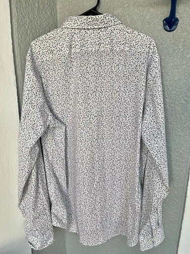 NWT-Michael Kors Men’s Long Sleeve Shirt White Patterned XL Slim Fit MSRP $98 - Picture 8 of 9
