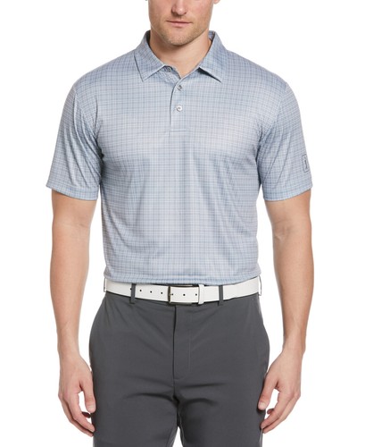 PGA TOUR Mens Polo Golf Shirt Tradewinds Grey Grid Print XL $62 NWT