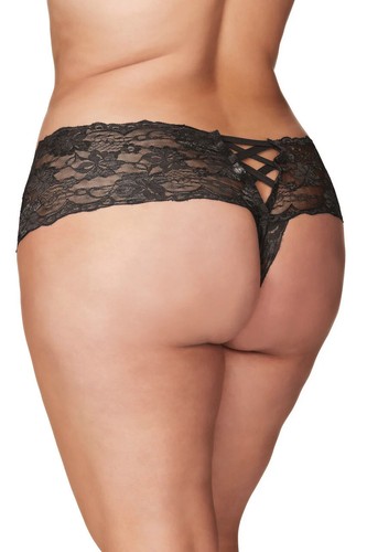 Oh La La Cheri Paris Lace Crotchless Boyshort BNWT Red Black Plus Sizes L - 4XL - Picture 13 of 33