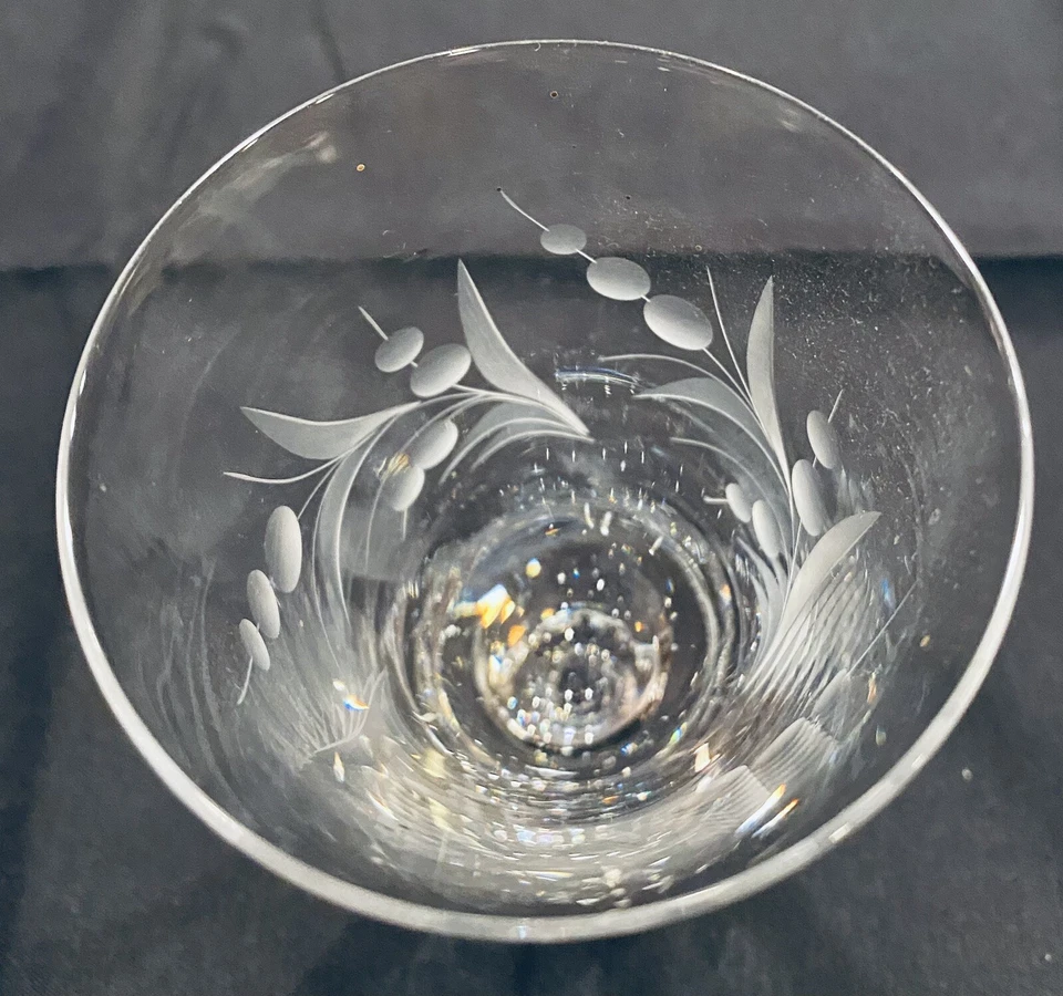 Vasos de cóctel Fostoria de colección 5 oz. Hojas cortadas CYNTHIA (años 40) 5 piezas Foto 4 de 4