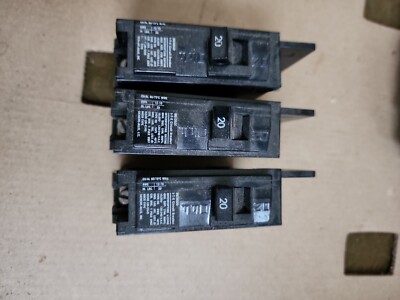 3 (THREE SIEMENS BQ1B020 ITE 20A 1 Pole Circuit Breaker HACR Type BQ 120/240 VAC