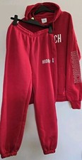 HOODRICH GRAPHIC FULL TRACKSUIT HOODIE & BOTTOMS RED & WHITE SIZE XS 10 12