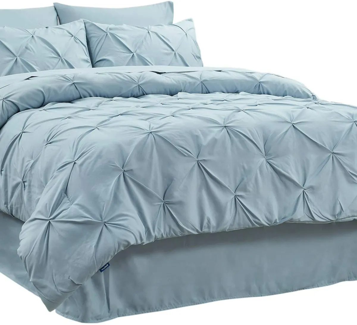 bedsure comforter set full/queen bed in a bag light-blue 8 pieces