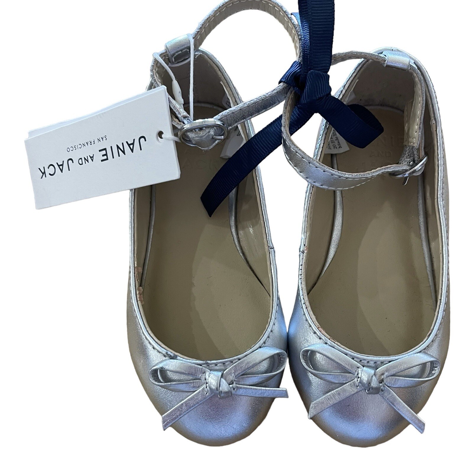 Girls Toddler Size 7 Cinderella Princess Bow Silver Flats