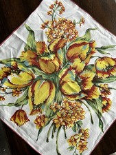 Vintage Handkerchief Hankie Large Yellow Tulips