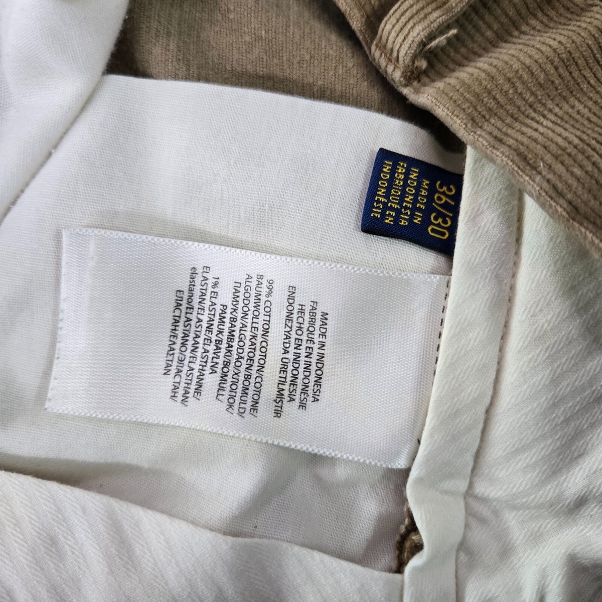Polo Ralph Lauren Men Pants 36x28 Brown Corduroy Chino