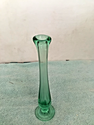 Swung Bud Green Vases Depression Glass Footed Single Stem 8" tall - Picture 2 of 4