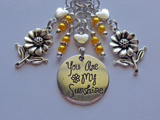 YOU ARE MY SUNSHINE SUNFLOWERS HEARTS KEY CHAIN PURSE CHARM BAG CHARM FOB