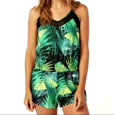 NWT Fabletics Dash Romper Womans L Tropical Rainforest Quick Dry Athleisure 1 Pc