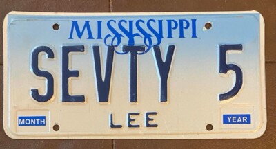 Mississippi VANITY License Plate SEVENTY-FIVE (SEVTY 5)