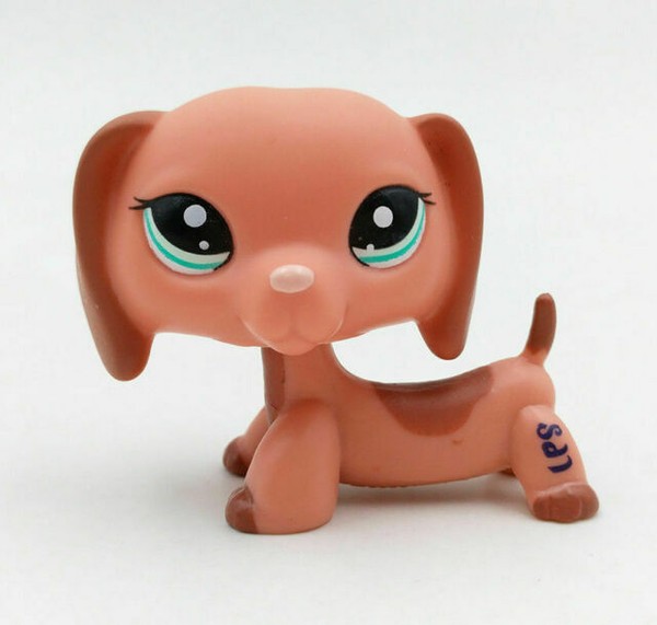 Figurine Littlest Pet Shop Jumbo 5" - Teckel Marron Pêche - Yeux Verts - Hasbro
