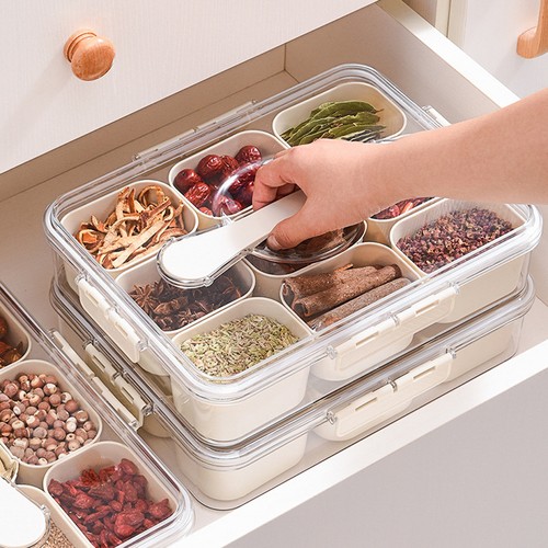 Spice Storage Box - 9 Compartments, Divided Tray with Lid, Food Grade - Picture 16 of 21