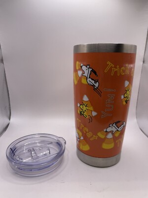 Halloween Snoopy & Candy Corn Stainless Steel Travel Tumbler Mug Peanuts