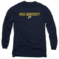Pace University Adult Long Sleeve T-Shirt Stacked, Navy, S-3XL