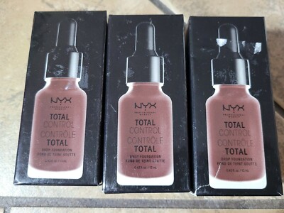 3 New Bottles of NYX Total Control Drop Foundation TCDF24 - Deep Espresso 
