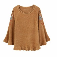 Maglione Con Maniche A Cappa Ricamato In Finta Mohair