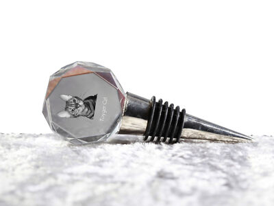 Toyger Cat Crystal Wine Stopper With Cat Art-Dog