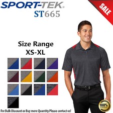 Sport-Tek Mens Short Sleeve Heather Colorblock Contender Polo Shirt ST665