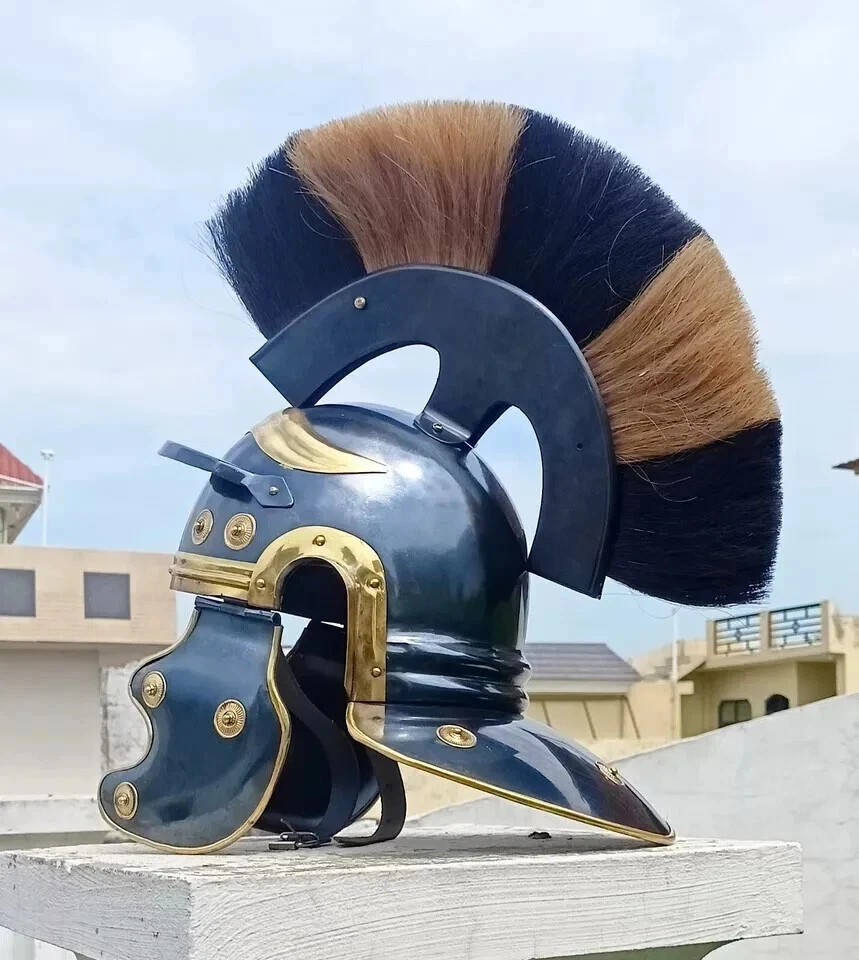 Roman Officer Centurion Helmet Roman Legion Helm Legionary White and Black Plume - Image 3 of 4