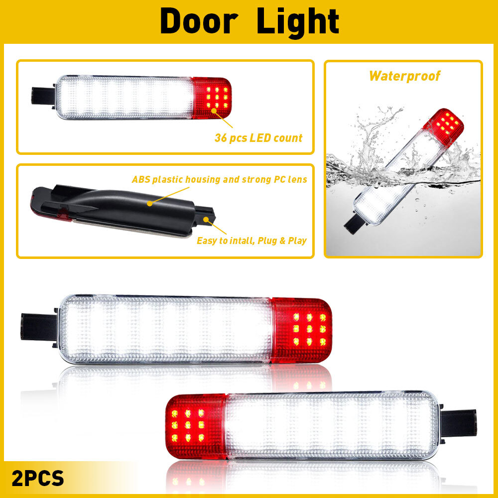 [BRIGHT] For 97+ Chevy/GMC C/K Tahoe Yukon LED Panel Door Lights Courtesy Lamps