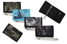 Boys Girls Camouflage Print Canvas Wallet Security Chain Coin Pouch Credit Card