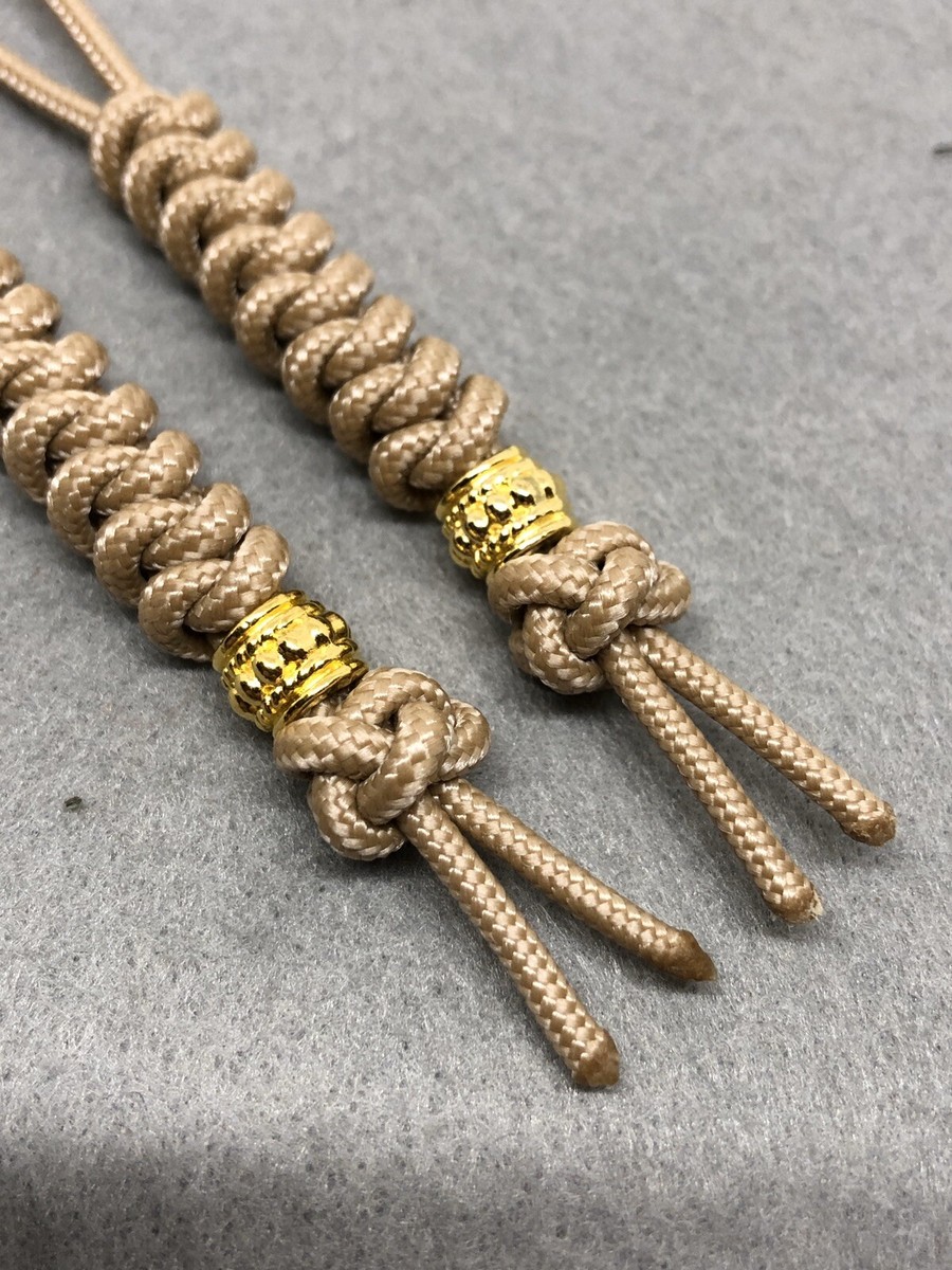 275 Paracord Knife Lanyard 2pk Tan Cord Snake Knot With Metal Bead