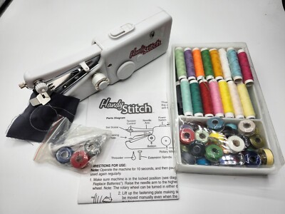 Handy Stitch Battery Power Handheld Sewing Machine ~Bonus Pack Thread & Bobbins
