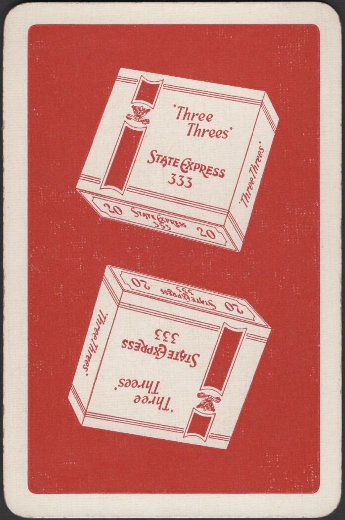 Playing Cards Single Card Old STATE EXPRESS 333 CIGARETTES Advertising  Tobacco E