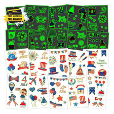 56 Sheets 355 Styles 4Th of July Decorations Temporary Tattoos, Luminous Fourt
