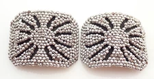 Antique Pair of LW French France Steel Cut Riveted Cloth Shoe Buckles Clips