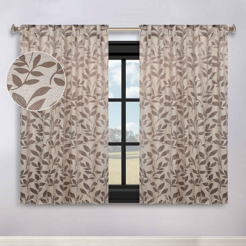 Leaves Washable Room Darkening 52" Back Tabs Blackout Curtains, Set of 2 - Picture 54 of 156