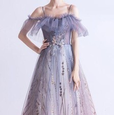 Women's Elegance Splicing Evening Dress Off Shoulder Sleeveless Wedding Dress