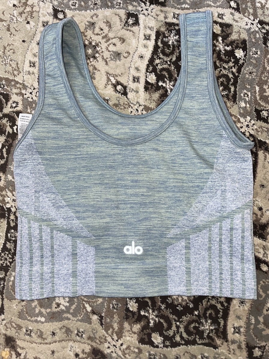 ALO YOGA 87370 gray BAND CROP TOP TANK SPORTS BRA SIZE SMALL | eBay