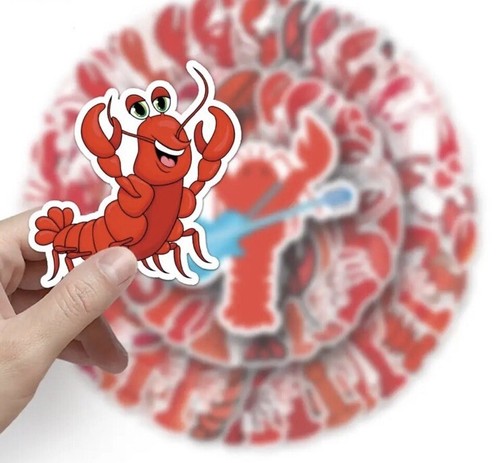 50pc Red Lobster Sticker Pack Quality Matte Finish Vinyl ~ Party Favor For Feast - Picture 3 of 6
