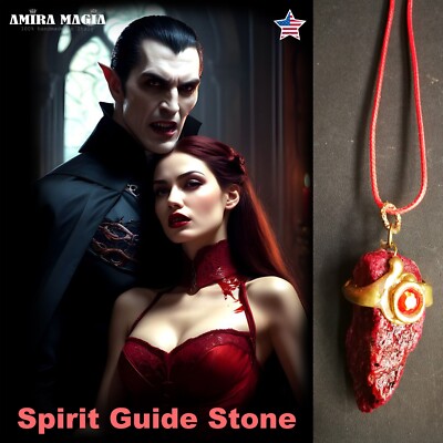 Uncut Gemstone Pendant Spirit Blood Vampire Blessing Spell Amulet Raw Stone Red