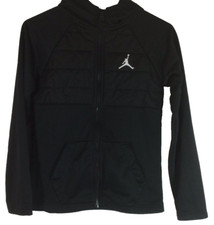 JORDAN Hoodie Jacket Youth Medium 10-12 Years Old Black Full Zip NICE Free Ship 