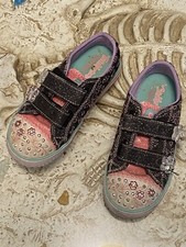 Toddler Kids Sneakers School Shoes For Girls Glitter With Hook And Loops Design