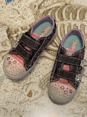 Toddler Kids Sneakers School Shoes For Girls Glitter With Hook And Loops Design