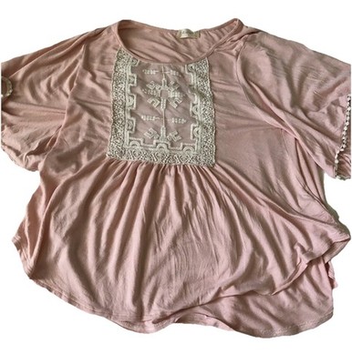 Altera d State Pink Blush Top Bell Sleeves Small Summer Short Sleeve