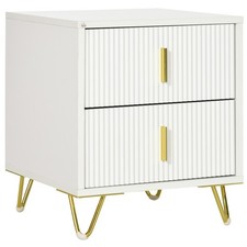 HOMCOM White 2 Drawer Dresser, Storage Cabinet  , Refurbished