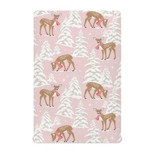 Christmas Fawn Pine Trees Snowflake Fitted Crib Sheets Stretchy Portable Play...
