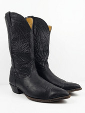 Vintage Nocona Made in USA Black Leather Western Cowboy Boots Men's Size 10.5