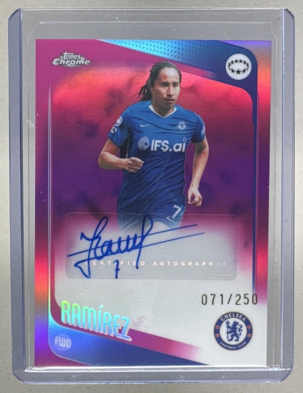 Mayra Ramirez 2025 Topps Chrome UEFA Women's Pink Refractor Auto /250